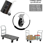 Medium Heavy Duty 8" 2-Pack Plate Casters with Rubber Mold on Steel Wheels, Swivel with Brake and Top Plate Extra Width 2 Inches, Total Capacity 1300 lbs