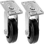 Medium Heavy-Duty 4" Plate Casters - 2 Pack, 900 lbs Capacity - Swivel with Rubber Molded Steel Wheels