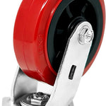 Maximize Mobility and Flexibility with 6" Plate Casters - Pack of 2, 1800 lbs Capacity, Polyolefin/Polyurethane Wheels, 2" Extra Width, Red/Black Swivel Design