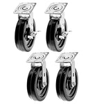 8-inch Plate Caster with Heavy Duty Phenolic Wheel, 4 Pack (4 Swivel with Brake, Extra 2-inch Width), Total Capacity 3000 lbs