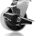 Heavy Duty 4" Plate Casters - Pack of 4 - 2800 lbs Total Capacity - Silver, 2 Swivel with Brakes + 2 Rigid - Steel Cast Iron Wheel with Top Plate Caster