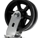 Maximize Mobility and Capacity with 6" Cast Iron V-Groove Top Plate Caster - 4 Pack with 2" Extra Width and 4000 lbs Total Capacity - Includes 4 Swivel and 2 with Brakes