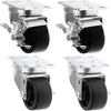 Premium 3-inch Black Rubber Top Plate Casters - 4 Pack with 1320 lbs Total Capacity, 2 Braked Swivel Casters for Maximum Mobility and Stability