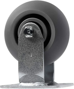 Upgrade Your Mobility with 5" Crowned Thermoplastic Plate Casters - Heavy Duty Rubber, Gray Rigid Wheels - 800 lbs Total Capacity - Pack of 2