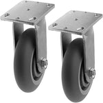 Upgrade Your Mobility with 5" Crowned Thermoplastic Plate Casters - Heavy Duty Rubber, Gray Rigid Wheels - 800 lbs Total Capacity - Pack of 2