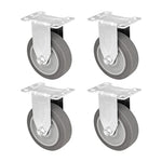 4" 4 Pack Plate Caster, Rubber Gray Swivel Rigid Caster, Top Plate Caster, 1440 lbs Total Capacity (4 inches Pack of 4, Rigid Wheel)