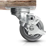 Heavy Duty 3" Swivel Caster with Brake - 2 Pack, 600 lbs Total Capacity, Gray Polyurethane Wheel, Top Plate Annular Plate