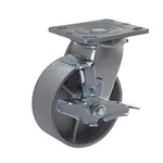 Heavy Duty Caster Steel Cast Iron Wheel, Tool Box and Workbench Swivel Caster 1000 LB Capacity (5 inch,1 Brake)