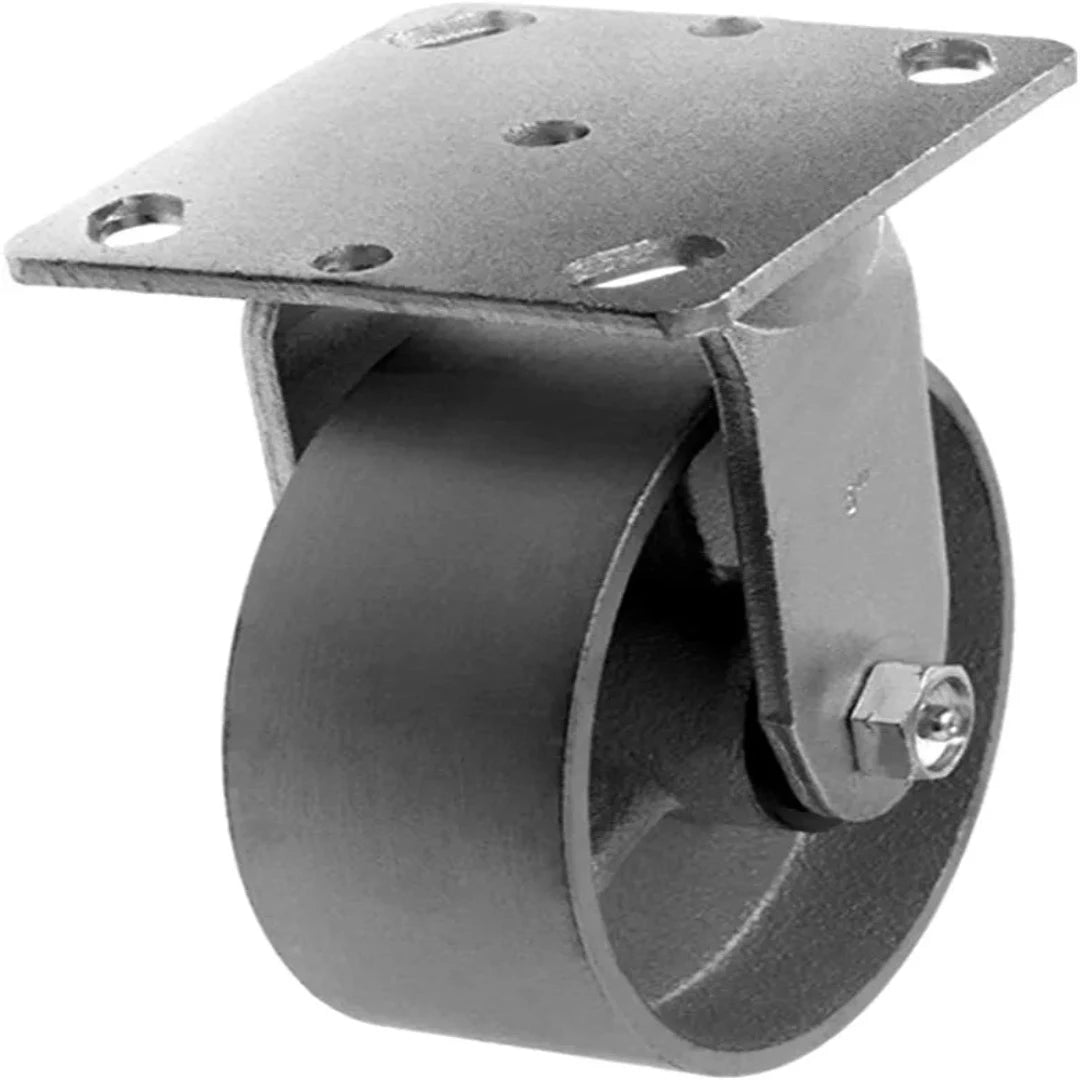 5" Plate Caster, Heavy Duty Steel Cast Iron Wheel w/Top Plate Caster Extra Width 2 inches 1000 lbs Total Capacity (5 inches, Silver Rigid)
