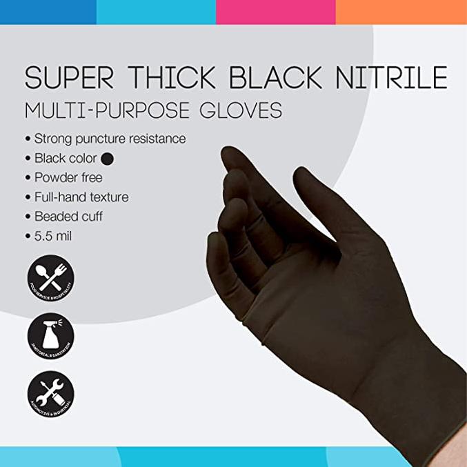 Gloveworks Black Nitrile Industrial Latex Free Disposable Gloves (Case of  1000)