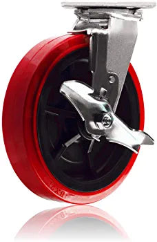 Ultra Heavy Duty 8" Plate Casters with 3800 lbs Capacity - Pack of 4 (4 Swivel 2 w/Brake) - Polyolefin/Polyurethane Wheel, Top Plate Caster with Extra Width 2 inches