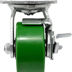 6" Heavy Duty Swivel Plate Caster w/Brake - 4 Pack, 5000 lbs Total Capacity, Polyurethane on Steel Wheel