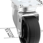 Heavy-Duty 3" Caster Set - Pack of 4 (2 Swivel & 2 Rigid) with 1320 lbs Total Capacity, Polyolefin Black Rubber Top, Top Plate Mounting - Ideal for Material Handling, Moving Dollies, and More
