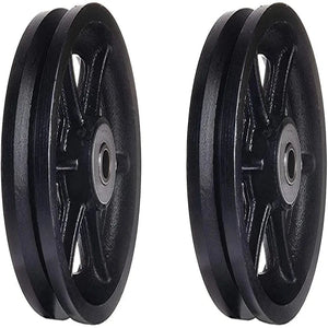 6" Cast Iron V Groove Caster Wheel with Straight Roller Bearing - 2000 lbs Capacity (2 Pack)