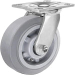550 lb Capacity Gray Swivel Caster with 6" Top Plate - Thermoplastic Rubber Wheel, 6" Diameter x 2" Width