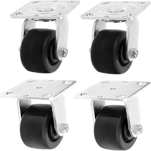  4" 4 Pack Plate Caster, Medium Heavy Duty w/Polyolefin Wheel, Top Plate Caster Extra Width 2 inches, 2600 lbs Total Capacity (4 inches Pack of 4, 2 Swivel w/Out Brakes & 2 Rigid)