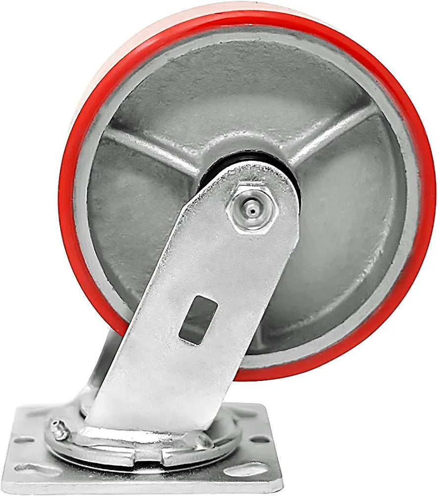 Premium Heavy Duty 6" Plate Casters with 4800lbs Capacity - Pack of 4 (2 Swivel + 2 Rigid) - Durable Polyurethane Wheels on Steel Frame - 2" Width Top Plate