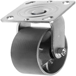 Heavy Duty 5" Plate Caster with 1000 lbs Capacity, Steel Cast Iron Wheel and Top Plate Caster (Silver Swivel, 2" Extra Width)