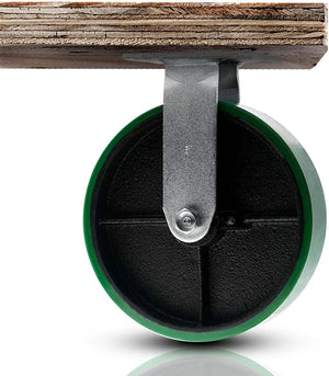 Green 8" 4-Pack Plate Casters with 5000 lbs Capacity - 2 Swivel with Brakes and 2 Rigid Casters