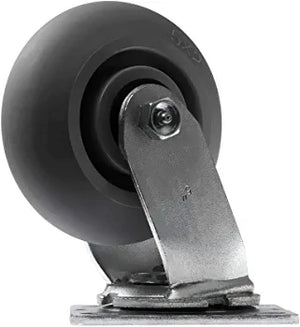 Heavy Duty 5" Swivel Plate Casters, 2 Pack - 800 lbs Total Capacity - Crowned Thermoplastic Rubber Wheels - Top Plate Casters (5 inches Pack of 2, Swivel Wheel) - Gray