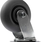 5" Heavy Duty Rubber Swivel Casters with Brakes - 1600 lbs Total Capacity (4 Pack w/ Top Plate & Crowned Design)