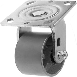  4" Plate Caster, Heavy Duty Steel Cast Iron Wheel w/Top Plate Caster Extra Width 2 inches 700 lbs Total Capacity (4 inches, Silver Swivel)