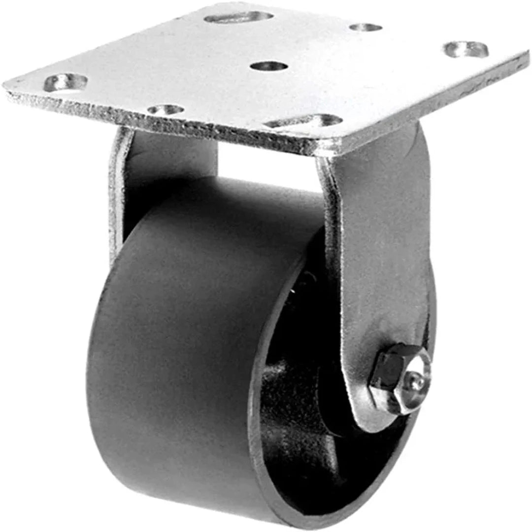 4" Plate Caster, Heavy Duty Steel Cast Iron Wheel w/Top Plate Caster Extra Width 2 inches 700 lbs Total Capacity (4 inches, Silver Rigid)