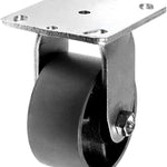 6" Plate Caster Set: Heavy Duty Steel Cast Iron Wheel with 2" Width Plate, 1200 lbs Total Capacity, Rigid (Silver, Set of 4)