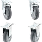 4-Pack Heavy Duty Caster Set with Gray Polyurethane Wheels and 1320lbs Total Capacity, Top Plate Caster, 4 inches with 2 Swivel and 2 Rigid Casters