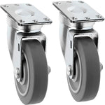 2 Pack 3.5" Thermoplastic Rubber Gray Swivel Plate Casters - 600 lbs Total Capacity, Heavy Duty Top Plate Casters (Pack of 2)