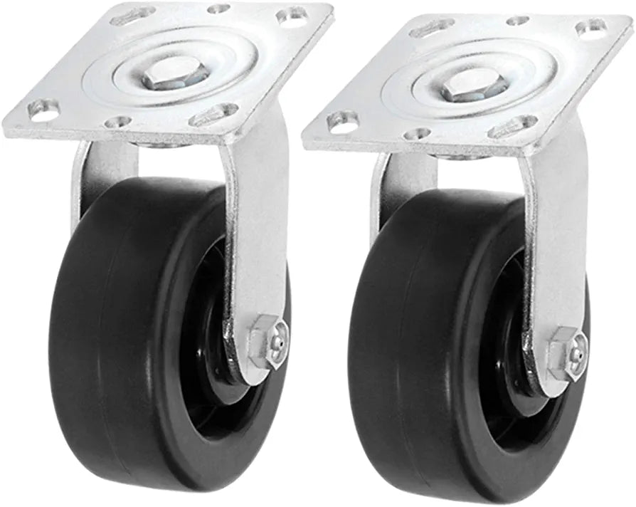 Heavy Duty 5" Plate Casters with Polyolefin Wheels - 2 Pack, 1400 lbs Total Capacity, Swivel and Extra Wide Top Plate (5 Inches, Pack of 2)