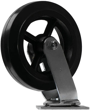 Medium-Heavy Duty 8" Plate Casters with 2600 lbs Total Capacity - Pack of 4 (4 Swivel, 2 with Brake)