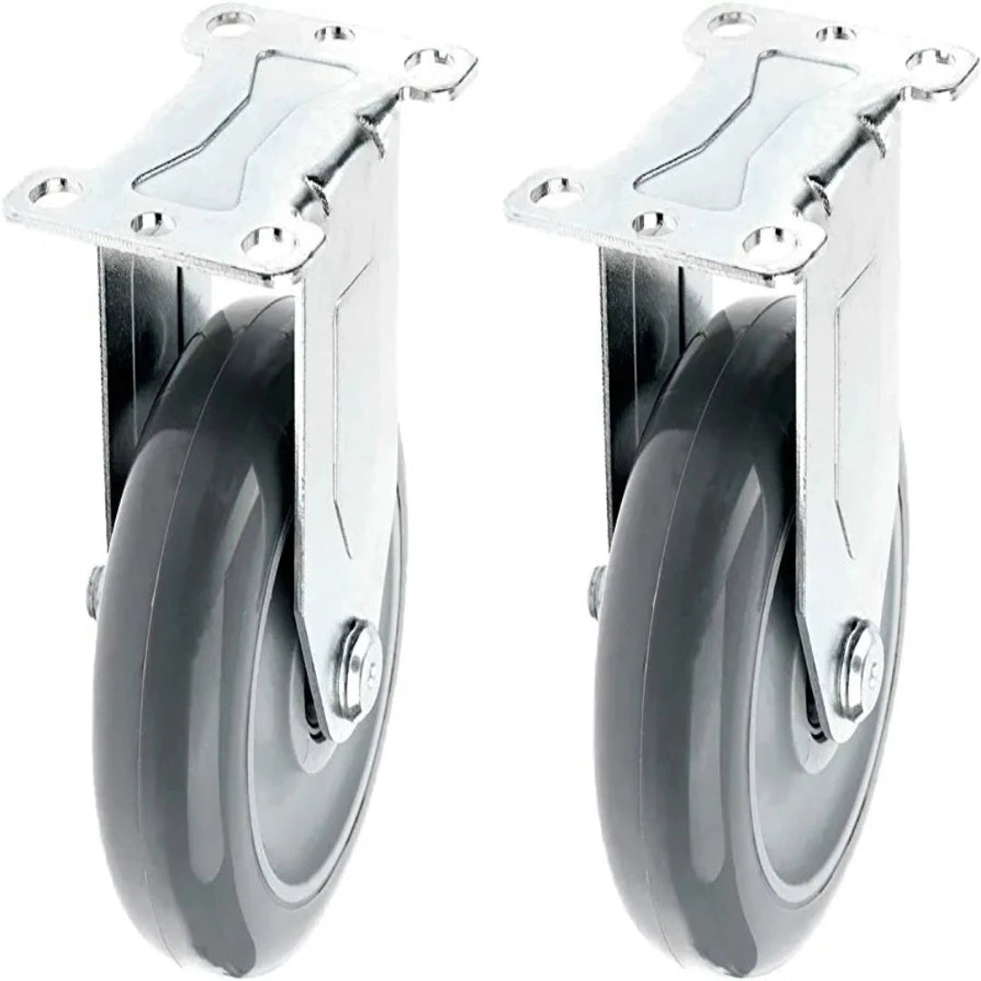 2 Pack 4 Inch Rigid Caster with Gray Polyurethane Wheel and Top Annular Plate - 660 lbs Total Capacity