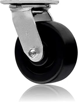 5" Heavy Duty Plate Casters with Polyolefin Wheels, 2" Width, 2800 lbs Total Capacity - Pack of 4 Swivel Casters with Double Ball Roller Bearings