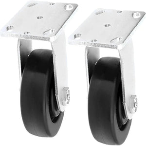 4" 2 Pack Rigid Plate Caster, Medium Heavy Duty with Polyolefin Wheel, Top Plate Extra Width 2 inches 1300 lbs Total Capacity (Pack of 2, 4 inches)