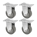 Set of 4 Thermoplastic Rubber Plate Casters - 3 Inch Wheels with 1000 lbs Total Capacity - Swivel and Rigid Options Available