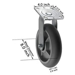 Heavy-Duty 8" Plate Casters with Thermoplastic Rubber, Gray Swivel and Rigid Caster Wheels - 2400 lb Total Capacity (Pack of 4 with 2 Swivel and 2 Rigid)