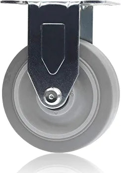 4 Inch 2-Pack Plate Caster Set - 720 lbs Total Capacity - Rubber Gray Rigid Wheel - Top Plate Design