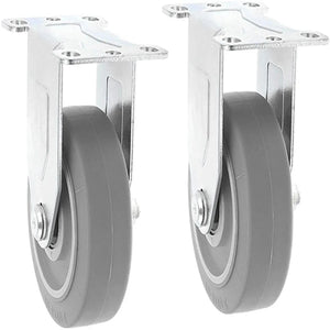 2-Pack 3.5" Rigid Plate Casters - Heavy-Duty Thermoplastic Rubber Wheels with 600 lbs Total Capacity