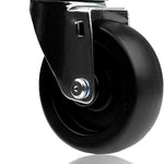 4-Pack 4" Caster Wheels w/ Polyolefin Black Rubber Top Plate - 1320 lbs Total Capacity (2 Swivel & 2 Rigid) - Ideal for Food/Bakery, Hotel, Material Handling Equipment & More