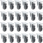 24-Pack Heavy Duty Gray Polyurethane Swivel Plate Casters - 3" Wheel Diameter, 7200 lbs Total Capacity - Ideal for Industrial Equipment and Material Handling