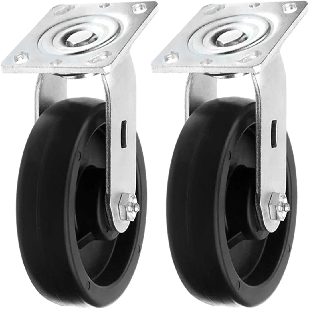 6-Inch Heavy Duty Swivel Plate Caster with Polyolefin Wheel - 2 Pack, 1600 lbs Total Capacity