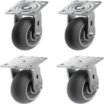 Heavy Duty 6" Plate Casters - Pack of 4, 2 Swivel & 2 Rigid, 1800 lbs Total Capacity, Thermoplastic Rubber Wheels, Top Plate Casters for Maximum Mobility