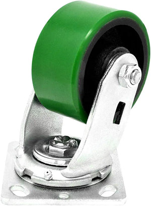 Heavy Duty 5" Plate Casters, 4 Pack with 4400 lbs Total Capacity, Swivel Design with Precision Ball Bearings, Polyurethane Mold on Steel Wheels, Extra Width Top Plate Caster (5 inches Pack of 4)