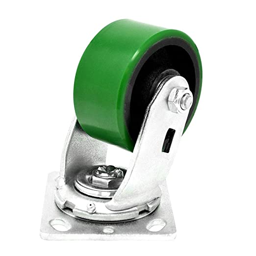4" 4-Pack Heavy Duty Swivel Plate Casters with Polyurethane Molded Steel Wheels - 3000 lbs Total Capacity (Pack of 4)