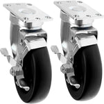 Maximize Mobility and Durability with 4-Inch Swivel Casters (Pack of 2) - 700 lbs Total Capacity, Polyolefin Black Rubber Top, and Brake for Added Safety