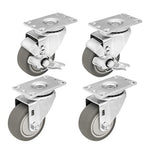 4-Pack 3-Inch Swivel Plate Casters, Heavy-Duty Rubber with 1000lbs Capacity, 2 Brakes Included