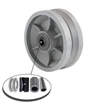 4"x2" Cast Iron V Groove Caster Wheel with Straight Roller Bearing Capacity 3200 lbs (4 Silver Wheels)