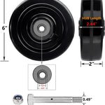 6"x2" Phenolic Wheel Casters with Rolling Bearing & Steel Bushing - Pack of 2, Total Capacity 2400 lbs