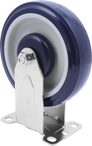  5" 4 Pack Plate Caster, Polyurethane Caster w/Double Ball Bearing Top Plate Wheel 1400 lbs Total Capacity (5 inches Pack of 4, Dark Blue/Beige, 2 Swivels + 2 Rigid)